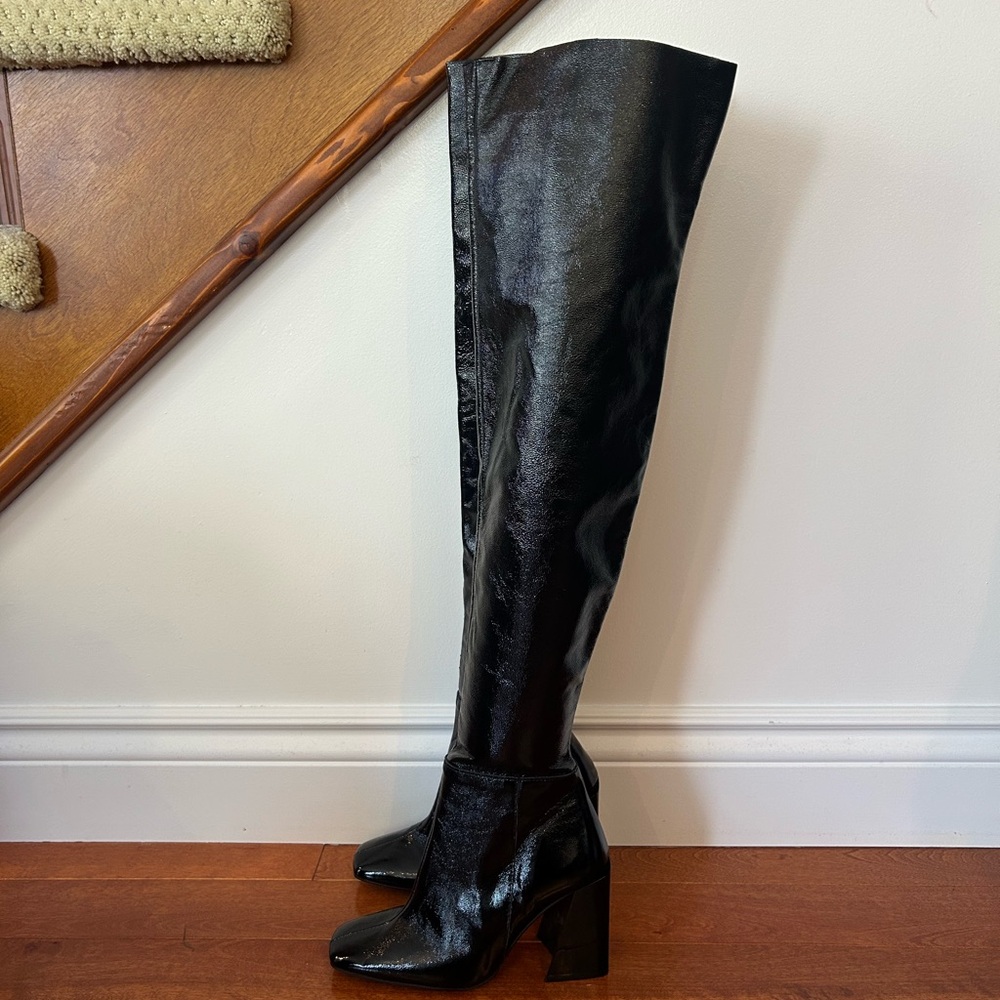 L'INTERVALLE Black Patent Over-the-Knee Boots - Picture 12 of 13